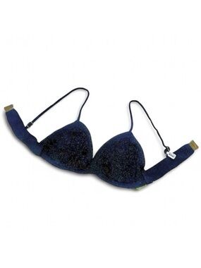 NWT ViX Paula Hermanny Black Knit Crochet Lurex Triangle Bikini Top small